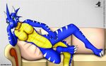  blue blue_skin breasts dragon dragon-rage2 dragonrage female green_eyes lady nipples nude pussy rady rady_jargon solo yellow_scales 