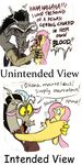  beard blood blue_eyes comic creepy discord_(mlp) draconequus english_text equine evil evil_grin facial_hair female feral fluttershy_(mlp) friendship_is_magic hair horn horse imminent_death male mammal mickeymonster my_little_pony pegasus pink_hair pony red_eyes smile tail text wings 