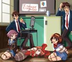  :3 animal_ears asahina_mikuru bondage bound_legs breast_bondage bunnygirl bunnysuit cleave_gag cleavegag computer gag hogtie koizumi_itsuki kyon multiple_girls nagato_yuki rope school_uniform stopwatch suzumiya_haruhi suzumiya_haruhi_no_yuuutsu tape_gag tapegag 