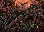 battle berserk demon dragonslayer_(sword) femto guts highres moto_murabito multiple_boys puck sword weapon zodd 