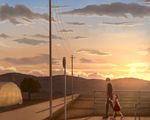  doujima_nanako narukami_yuu persona persona_4 scenic sunset tagme_(artist) 