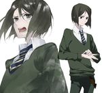  bad_id bad_pixiv_id bangs black_eyes black_hair bob_cut dual_persona fate/zero fate_(series) green_eyes male_focus multiple_boys necktie nor_(reader13) open_mouth parted_bangs waver_velvet 