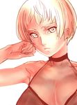  bad_id bad_pixiv_id blonde_hair breasts choker cleavage dodai_shouji large_breasts original pout short_hair solo upper_body yellow_eyes 