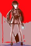  axe bad_id bad_pixiv_id bow cellphone dodai_shouji gasai_yuno hair_bow highres holding holding_phone long_hair looking_at_viewer mirai_nikki phone pink_eyes school_uniform skirt solo twintails weapon 