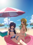  beach beach_umbrella bikini garters gokou_ruri highres kotobuki_utage kousaka_kirino multiple_girls ore_no_imouto_ga_konna_ni_kawaii_wake_ga_nai swimsuit umbrella 
