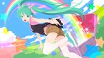  aqua_eyes aqua_hair clouds hata_hata hatsune_miku long_hair rainbow shorts sky stars twintails vocaloid 