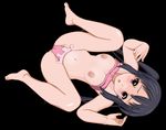  azusa black_hair boobs breasts k-on! nakano_azusa nipple nipples pink spread_legs swimsuit tan tiny 