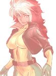  bad_id bad_pixiv_id bodysuit breasts brown_hair cropped_jacket dodai_shouji green_bodysuit large_breasts light_smile marvel multicolored multicolored_bodysuit multicolored_clothes multicolored_hair rogue_(x-men) simple_background sleeves_rolled_up solo white_hair x-men yellow_bodysuit 