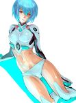  ayanami_rei bad_id bad_pixiv_id blue_eyes blue_hair breasts dodai_shouji lying medium_breasts midriff navel neon_genesis_evangelion on_side panties plugsuit red_eyes short_hair solo underwear 