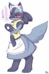  ambiguous_gender blush cute ingi lucario maid_uniform nintendo pok&#233;mon pok&eacute;mon red_eyes solo video_games 