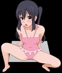  azusa black_hair boobs breasts cameltoe k-on! nakano_azusa nipple nipples pink spread_legs swimsuit tan tiny 