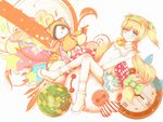  bad_id bad_pixiv_id bare_shoulders blazblue blonde_hair blue_eyes character_doll hair_ribbon hairband highres jubei_(blazblue) knees_together_feet_apart komoekomoe long_hair low-tied_long_hair platinum_the_trinity quad_tails ribbon sitting skirt socks solo stuffed_animal stuffed_toy 