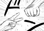  hands monochrome motion_lines nicetack rock_paper_scissors sketch touhou translated 