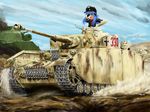  1girl loli military_vehicle nazi panzer panzerkampfwagen_iv solo tank war ww2 