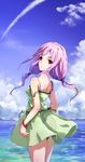  bad_id bad_pixiv_id day dress guilty_crown miyai_haruki pink_hair red_eyes sky solo water yuzuriha_inori 