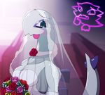  blue_eyes blush bride cdi dress female flower ghost haunter legendary_pok&#233;mon looking_back lugia marriage nintendo pok&#233;mon pok&#233;morph pok&eacute;mon pok&eacute;morph spectre spirit tears undead video_games wedding 