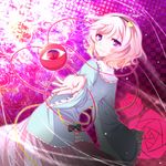  bow eyeball flower hairband heart komeiji_satori outstretched_hand pink_hair pink_skirt purple_eyes rose shino_(mijinko) short_hair skirt smile solo third_eye touhou 