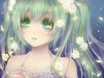  bare_shoulders face green_eyes green_hair hatsune_miku long_hair solo twintails upper_body vocaloid yamaneko514 