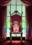  blonde_hair chair covering covering_crotch flandre_scarlet glowing highres indoors leg_hug looking_at_viewer mary_janes night revision shoes side_ponytail sitting smile solo sue_(bg-bros) touhou window wings 