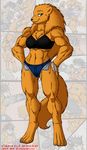  anthro biceps big_breasts black_nose blue_eyes breasts bustier canine claws clothed clothing crovirus cutoffs denim_shorts fangs female hair long_hair looking_at_viewer mammal midriff muscles muscular_female navel shorts smile solo standing tail thighs vulpa wolf 