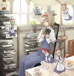  akira0171 alice_margatroid bad_id bad_pixiv_id blonde_hair blue_eyes book book_stack bow cake candle cup doll dress flower food hair_bow hairband holding holding_book lamp long_hair open_mouth plate ribbon saucer shanghai_doll short_hair solo teacup teapot touhou vase window 