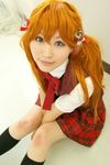  asa_waka cosplay kagurazaka_asuna mahou_sensei_negima mahou_sensei_negima! orange_hair photo pleated_skirt school_uniform serafuku skirt vest 