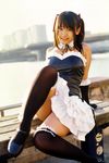  asian choker elbow_gloves frills gloves hair_ribbon hair_ribbons highres lace matsunaga_ayaka photo real ribbon ruffles thigh-highs thighhighs 