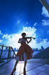  cosplay evening_gown highres hino_kahoko instrument kiniro_no_corda kouzuki_suzuka photo red_hair redhead violin 