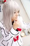  blazer cosplay highres kurenai_maria photo pleated_skirt riori school_uniform silver_hair skirt vampire_knight 