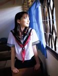  akiyama_rina cosplay photo pleated_skirt sailor sailor_uniform school_uniform serafuku skirt 