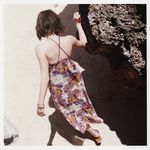  a_piacere dress highres outdoors photo print_dress rock rocks sandals solo ueno_juri walking 