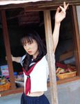  akiyama_rina bag bookbag cosplay photo pleated_skirt sailor sailor_uniform school_uniform serafuku skirt 