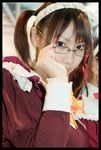 cosplay glasses konatsu_minato maid maid_apron maid_uniform photo twintails 