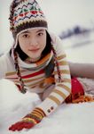  absurdres denim gloves highres jeans juri_first knit_hat pants photo scarf snow sweater ueno_juri 