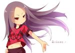  inazuma_eleven inazuma_eleven_(series) long_hair midriff navel purple_eyes purple_hair saru soccer_uniform sportswear touchi_ai 