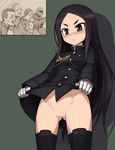  animated animated_gif character_request futanari gaijin_4koma gloves long_hair military military_uniform no_panties null_(nyanpyoun) pussy simple_background solo strike_witches thighhighs trap uncensored uniform 