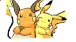  aliasing ambiguous_gender friend nintendo one_eye_closed pikachu plain_background pok&#233;mon pok&eacute;mon raichu video_games white_background 