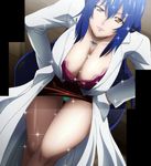  blue_hair girl huge_breasts long_hair maken-ki! nijou_aki panties screencap short_skirt smile solo upskirt 