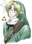  austria_(hetalia) axis_powers_hetalia blush glasses link male_focus pointy_ears purple_eyes sasanuma_akira seiyuu_connection solo the_legend_of_zelda triforce 