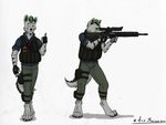  ace_stryker anthro canine ear_piercing ear_rings freedom_fighter gun male mammal military piercing ranged_weapon rifle soldier weapon wolf 