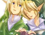  blonde_hair blue_eyes earrings jewelry link male_focus multiple_boys pointy_ears smile suzuno_(kazahanasu) the_legend_of_zelda the_legend_of_zelda:_ocarina_of_time the_legend_of_zelda:_twilight_princess 