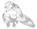  archaeopteryx avian breasts butt chest_tuft claws dinosaucers dinosaur feathers female fur greyscale looking_at_viewer monochrome presenting presenting_hindquarters raptor redraptor16 scalie solo talons teryx tuft uncolored wings 