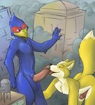  avian canine duo erection falco_lombardi fellatio fox fox_mccloud gay interspecies macro male mammal nintendo oral oral_sex p_moss penis pmoss precum sex star_fox video_games 