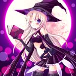  baby_witch blush book elbow_gloves full_moon gloves hat highres long_hair looking_at_viewer meiya_neon moon one_eye_closed shingeki_no_bahamut smile solo very_long_hair witch witch_hat 