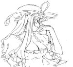  closed_eyes greyscale hat lowres monochrome oekaki pera-o solo touhou yakumo_yukari 