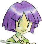  game_freak gym_leader lowres nintendo npc_trainer official_art pokemon pokemon_(game) pokemon_crystal pokemon_gold_and_silver pokemon_gsc purple_hair sugimori_ken tsukushi_(pokemon) 