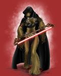  armband bikini_top chain clenched_teeth cloak female let_the_wookiee_win lightsaber safe saw sith star_wars teeth thebionicclam unconvincing_armor weapon wookiee 