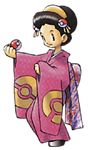  1girl black_hair japanese_clothes kimono kimono_girl kimono_girl_(pokemon) lowres nintendo npc_trainer official_art pokemon pokemon_(game) pokemon_crystal pokemon_gold_and_silver pokemon_gsc sugimori_ken 