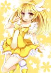  blonde_hair blush bow cure_peace feathers hair_flaps hair_ornament kise_yayoi kusano_(torisukerabasu) long_hair magical_girl open_mouth precure salute skirt smile smile_precure! solo star wide_ponytail wrist_cuffs yellow yellow_bow yellow_eyes yellow_skirt 