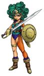  akira_toriyoma dragon_quest dragon_quest_iv female green_hair headband hero_(dq4) official_art shield solo sword tagme 
